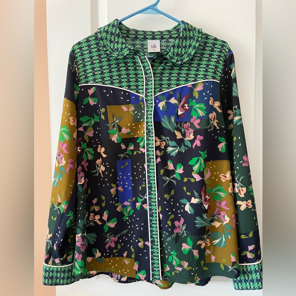 Cabi Size Medium mixed print button down too
